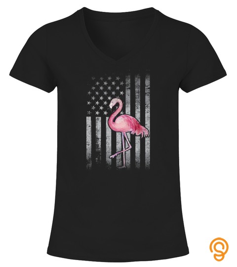American Flag Pink Flamingo Patriotic 4Th Of July T Shirt