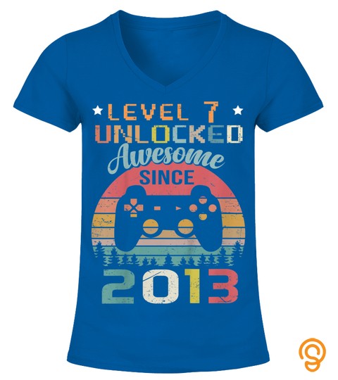 Youth 7Th Birthday Gamer  Level 7 Unlocked Awesome Since 2013 T Shirt