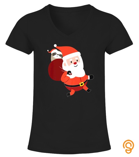 Santa Claus Carrying A Sloth Christmas T Shirt Holiday Tshirt   Hoodie   Mug (Full Size And Color)