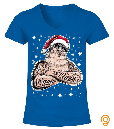 Cool Santa Claus Too Cool For Yule Tattoo Christmas Gift Long Sleeve T Shirt