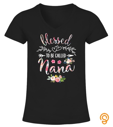Womens Blessed Nana Floral Grandma Mother's Day Gift T Shirt