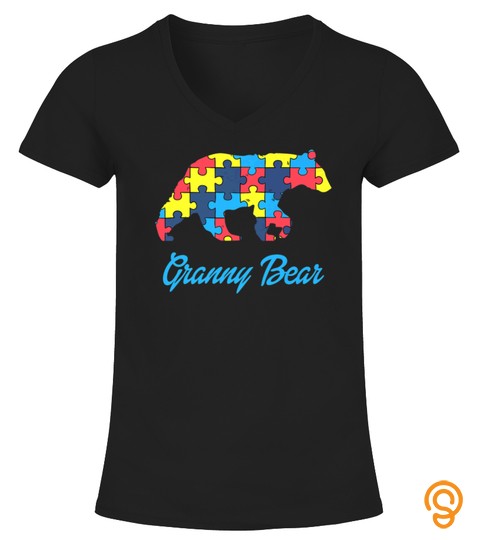 AUTISM GRANNY BEAR SILHOUETTE AWARENESS SUPPORT TSHIRT   HOODIE   MUG (FULL SIZE AND COLOR)