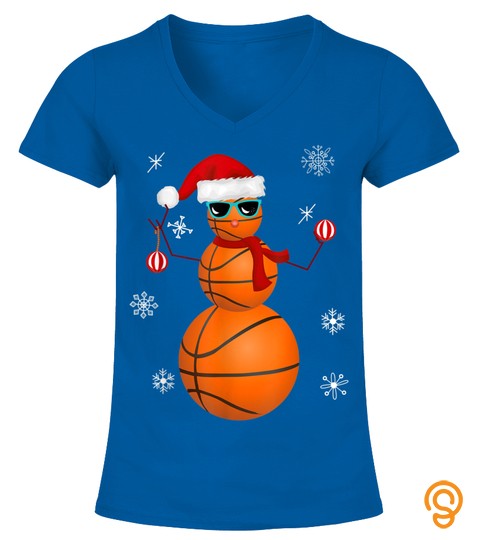 Christmas Basketball Snowman Santa Claus Hat Funny Baller T Shirt