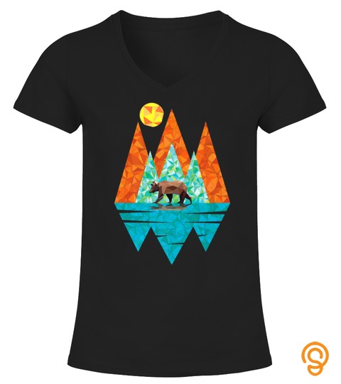 Mountain Bear Fractal Wilderness Outdoors Hiking Tshirt   Hoodie   Mug (Full Size And Color)