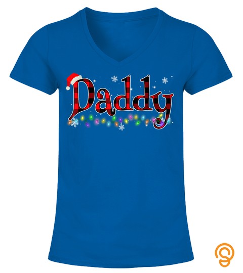 Daddy Santa Hat Xmas Family Matching Buffalo Plaid Pajamas T Shirt