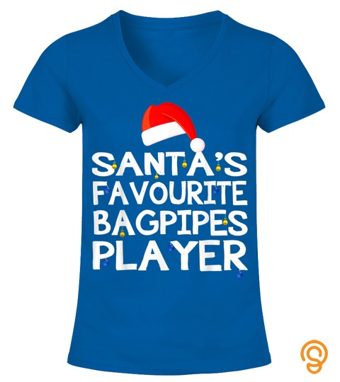 Santa's Favourite Bagpipes Player Christmas Lights T Shirt