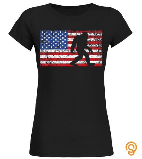 American Flag Bigfoot T Shirt Funny 4th of July Sasquatch