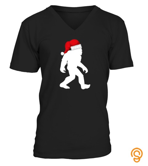 Funny Christmas T Shirt Bigfoot Sasquatch With Santa Hat Tshirt   Hoodie   Mug (Full Size And Color)