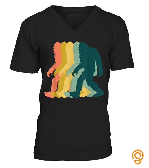 Vintage Retro 1970S Style Rainbow Bigfoot Silhouette T Shirt