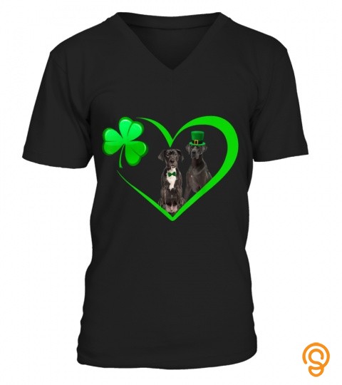 Shamrock Great Dane Heart Shape Happy St Patricks Day Gift T Shirt