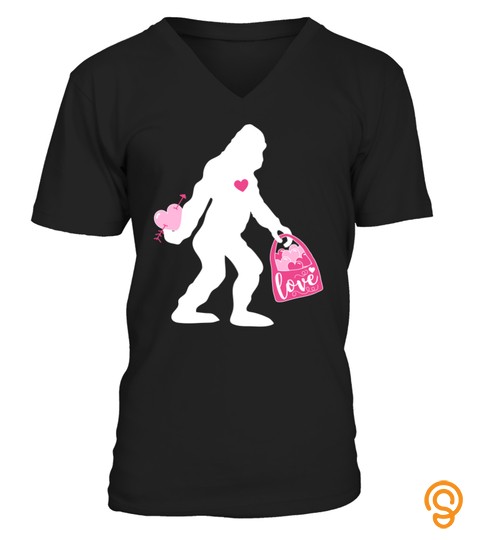 Funny Bigfoot Valentines Day Shirt With Hearts Tshirt   Hoodie   Mug (Full Size And Color)