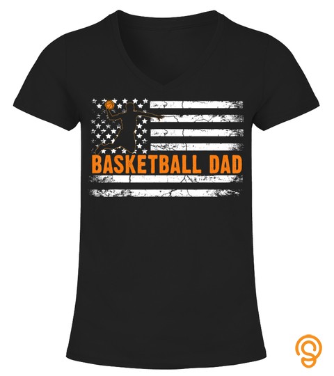 Basketball Dad American Flag Fathers Day Daddy Gifts For Men T Shirt