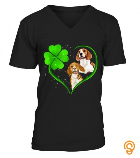 Beagle Heart Shamrock Funny St Patricks Day T Shirt