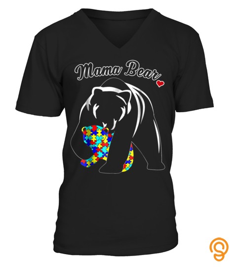 Mama Bear Autism Awareness T Shirt Love Support Mo