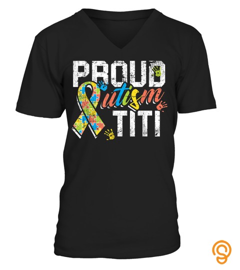 Mens Proud Autism Grandpa Titi Of Awesome Autistic Kid T Shirt