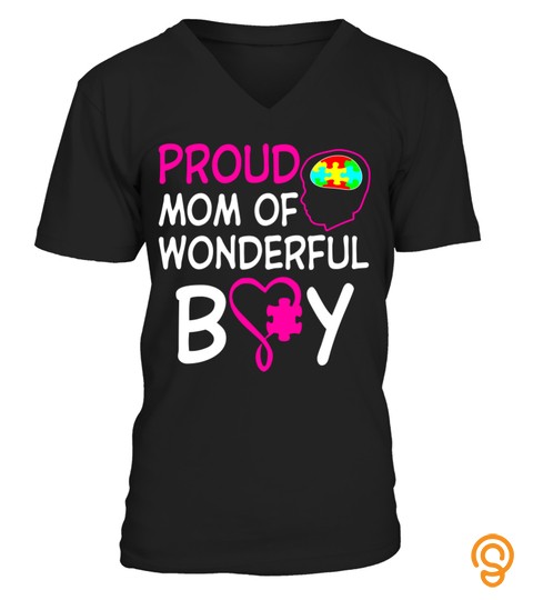 proud mom of wonderful boy autism t shirt