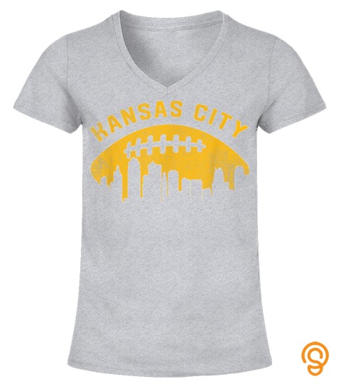 Vintage Kansas City Cityscape Retro Football Graphic T Shirt
