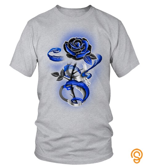 Rose Tattoo Police Thin Blue Line Tee Shirts Buy Now| ShiningTee |  ShiningTee
