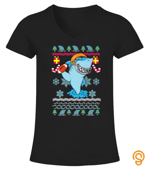 Shark Plays Football Ugly Christmas Shirt Shark Lover Tshirt   Hoodie   Mug (Full Size And Color)