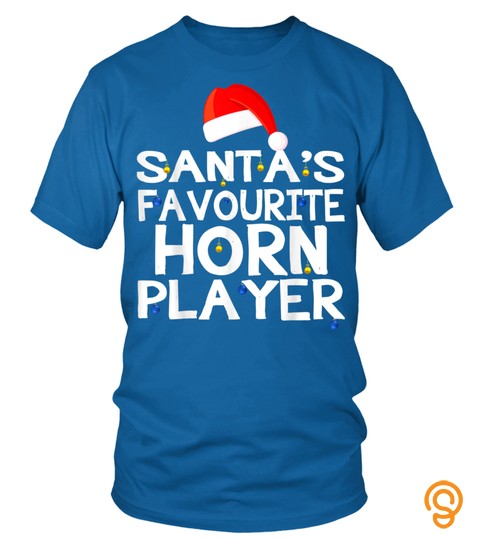 Santa's Favourite Horn Player Christmas Lights T Shirt