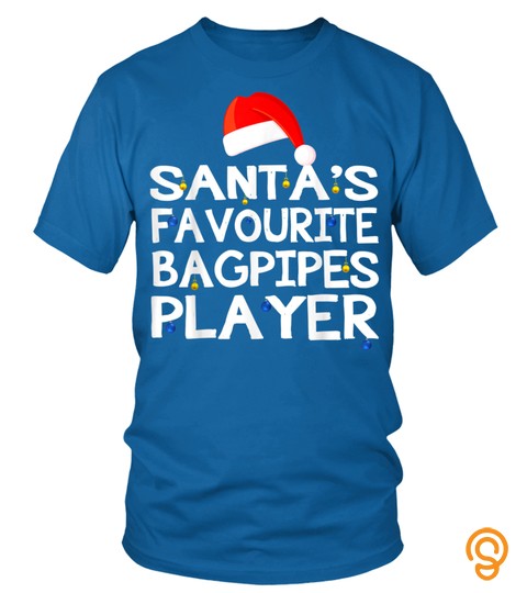 Santa'S Favourite Bagpipes Player Christmas Lights T Shirt