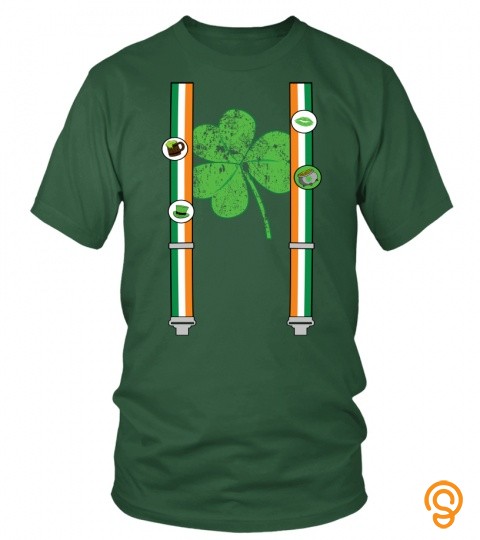 Irish Flag Suspenders St Patricks Day Green Tshirt