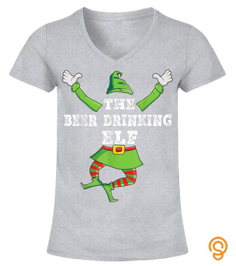 Beer Drinking Elf Matching Family Group Christmas Party T Shirt