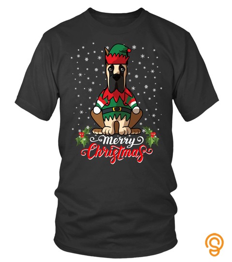 Merry Christmas Great Dane Greetings Dog Owner Elf Costume T Shirt