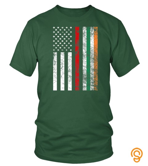 St. Patrick's Day Firefighter Irish American Flag T Shirt