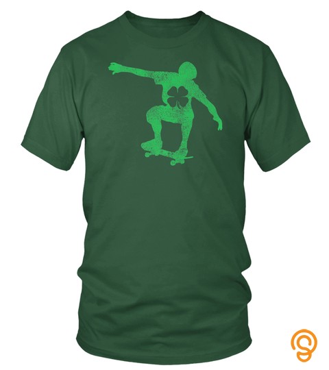 St. Patrick's Day Green Shamrock Skateboard Irish Skater Premium T Shirt