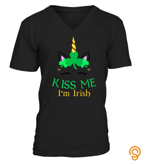 KISS ME IM IRISH UNICORN ST PATRICKS DAY TSHIRT   HOODIE   MUG (FULL SIZE AND COLOR)
