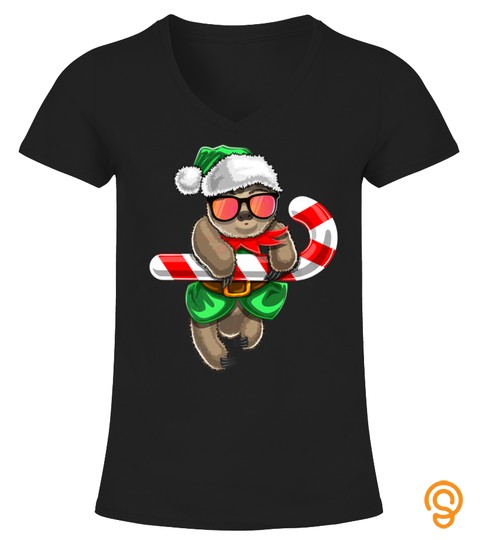 Christmas Sloth Elf Peppermint Candy Cane Tshirt   Hoodie   Mug (Full Size And Color)
