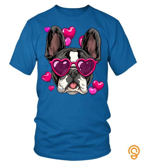French Bulldog Valentines Day Shirt Heart Dog Lover Gift Long Sleeve T Shirt