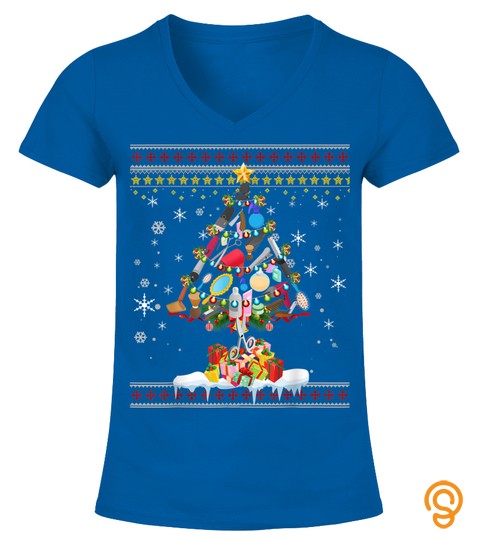 Funny Christmas Tree Scissor Hairstylist Xmas Ugly Sweater T Shirt