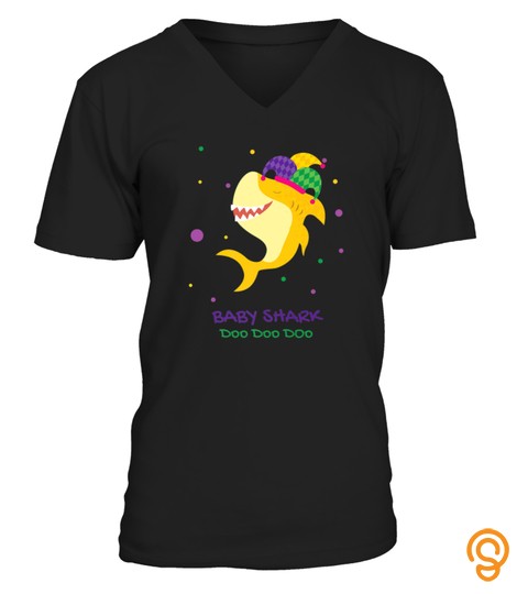 Mardi Gras Baby Shark Doo Doo Tshirt   Hoodie   Mug (Full Size And Color)