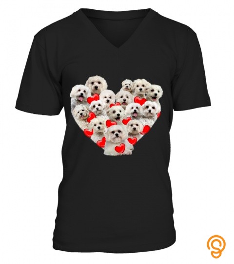 Valentines Day Maltese Dog Heart Tee Cute Puppy T Shirt