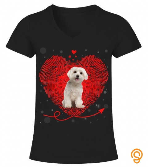 Maltese Heart Love Funny Dog Lover Valentines Gift T Shirt