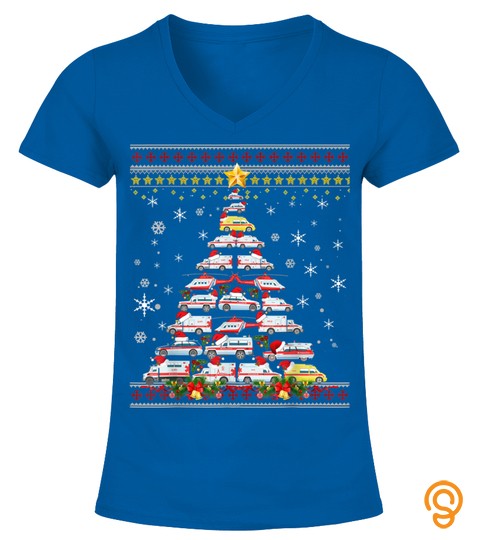 Funny Christmas Tree Ambulance Merry Christmas Ugly Sweater T Shirt