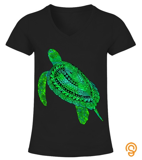 Hawaiian Tribal Green Sea Turtle T Shirt
