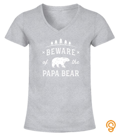 Mens Papa Bear Shirt Beware Gift Grandfather Dad Protect Tshirt