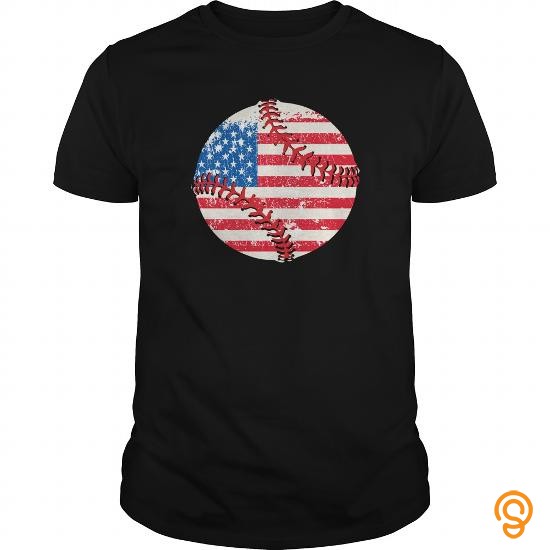 Personal Style AMERICA FLAG BASEBALL BALL TSHIRT Tee Shirts Sayings Women