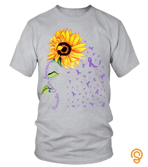 Sunflower Pancreatic Cancer Awareness Purple Ribbon