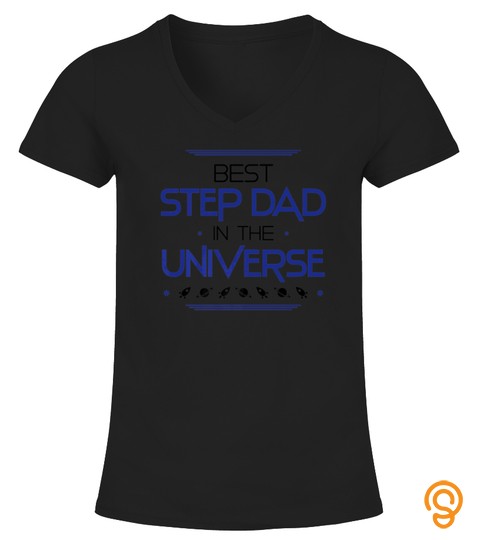Mens Best Step Dad In The Universe Fathers Day Gifts Space Kids Premium Tshirt