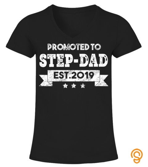 Mens Promoted To Step Dad Est 2019 T Shirt Fathers Day Gift