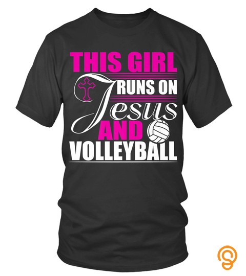 This Girl Runs On Jesus And Volleyball Christian God Gift Premium Tshirt