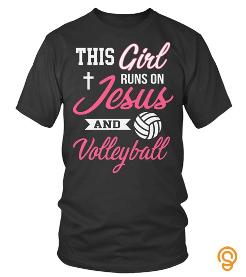 Volleyball t shirt   This Girl Runs On Jesus and Volleyball Womens Christian Premium TShirt