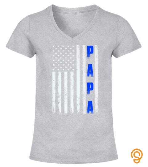 Mens Police Papa Thin Blue Line Fathers Day Gift From Daughter Premium Tshirt
