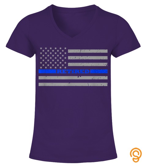 Retired Police Officer Thin Blue Line Flag T Shirt