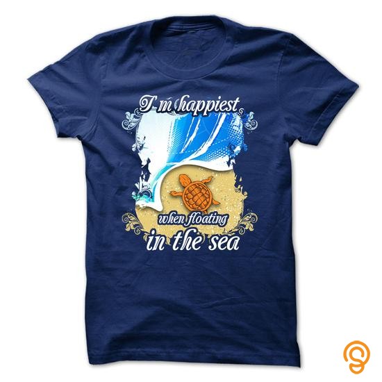 Customized Turtles T Shirt I Am Happiest When Floating In The Sea T Shirts Printing