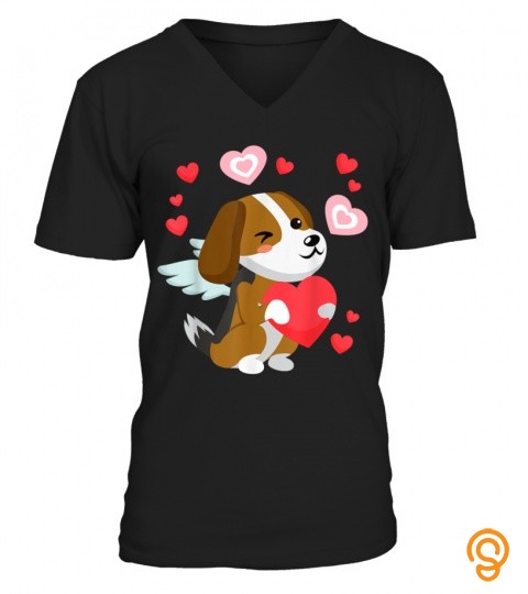 Cute Beagle Dog Puppy Cupid Valentines Day Kids Boys Girls T Shirt